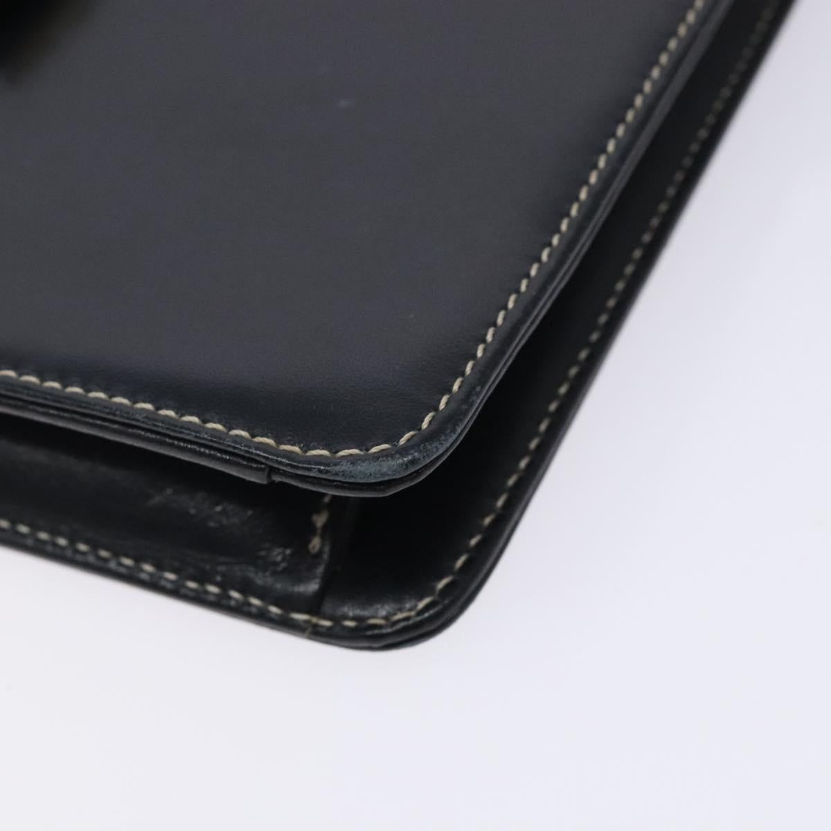 Christian Dior Chain Shoulder Bag Leather Navy Gold Auth yk18586