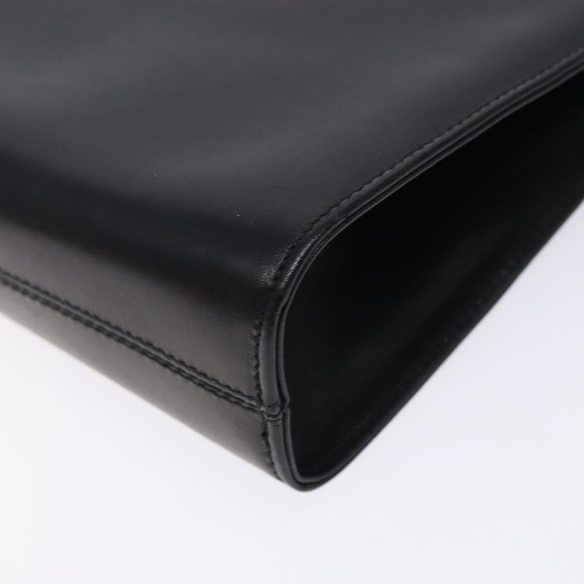 Salvatore Ferragamo Gancini Chain Shoulder Bag Leather Black Gold Auth yk18587