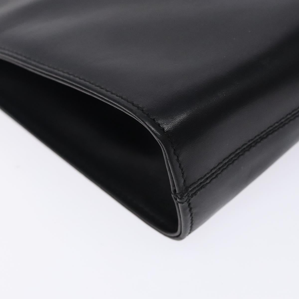 Salvatore Ferragamo Gancini Chain Shoulder Bag Leather Black Gold Auth yk18587