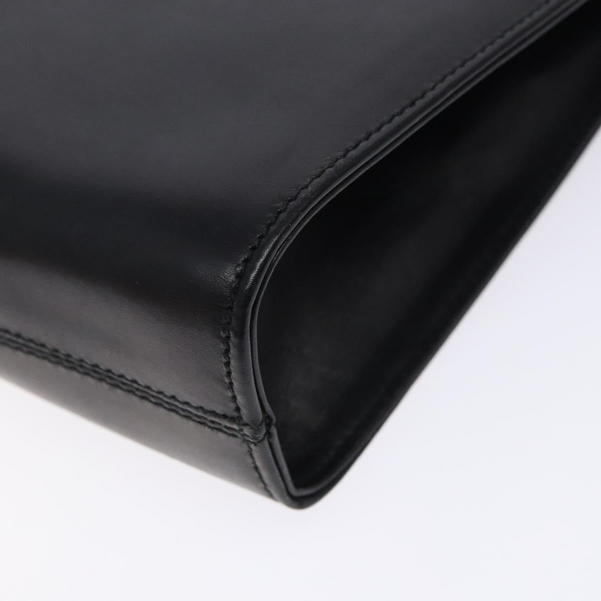 Salvatore Ferragamo Gancini Chain Shoulder Bag Leather Black Gold Auth yk18587