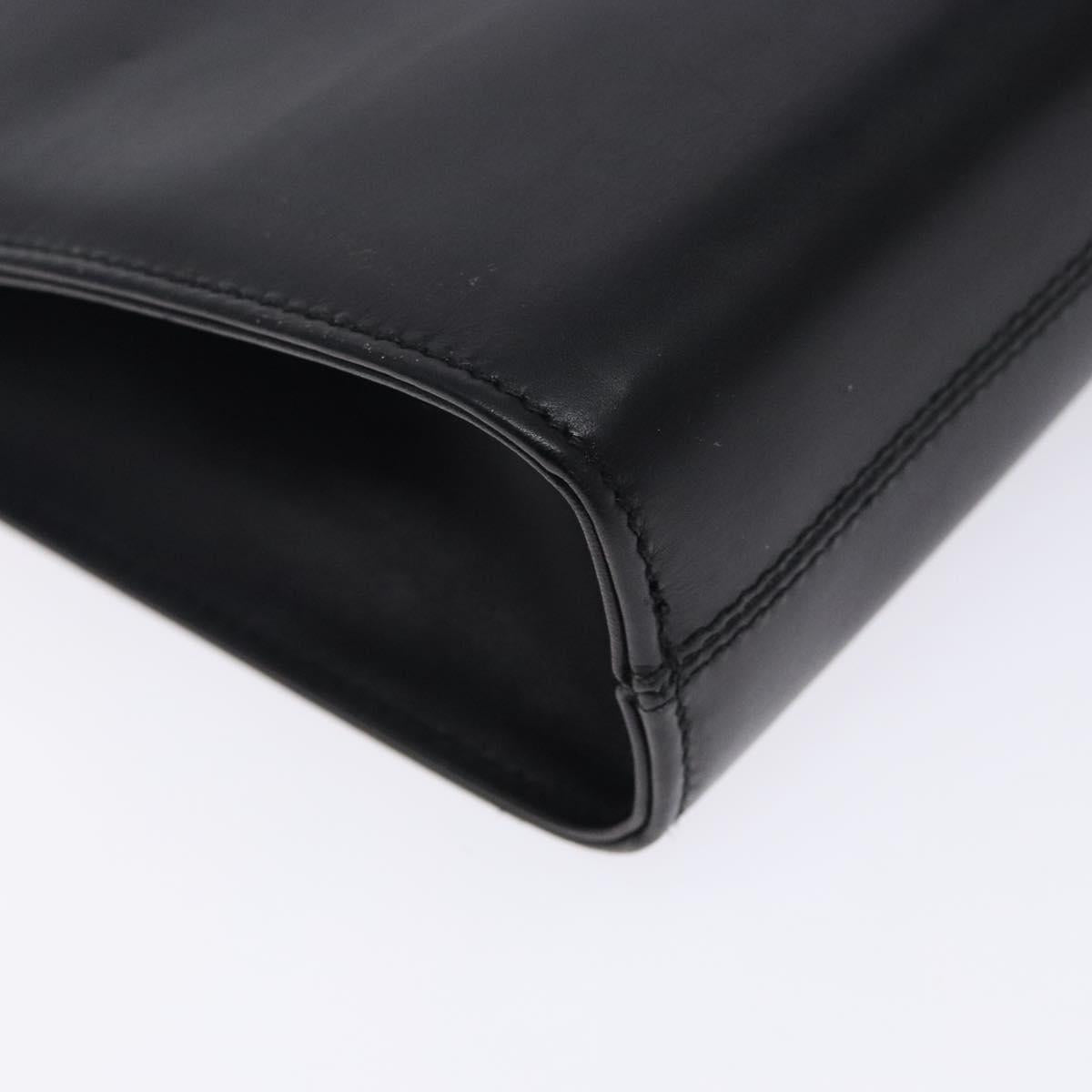 Salvatore Ferragamo Gancini Chain Shoulder Bag Leather Black Gold Auth yk18587