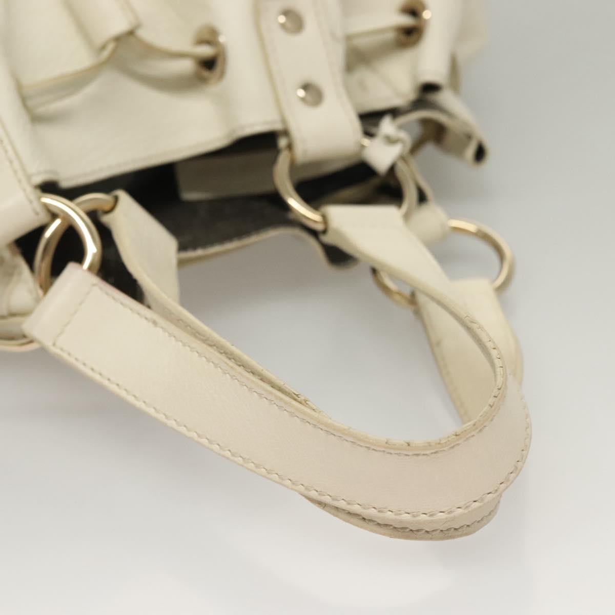 SAINT LAURENT Tote Bag Leather Reversible White Gold 168484 Auth yk18601
