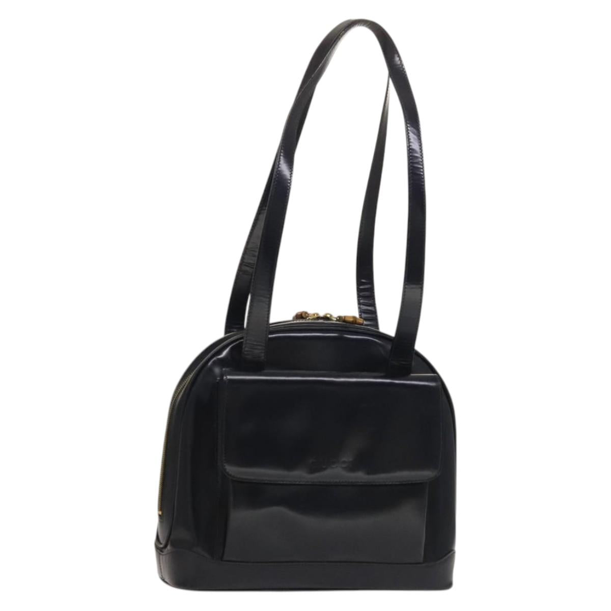 GUCCI Shoulder Bag Patent leather Navy Gold 001 090 1649 Auth yk18606