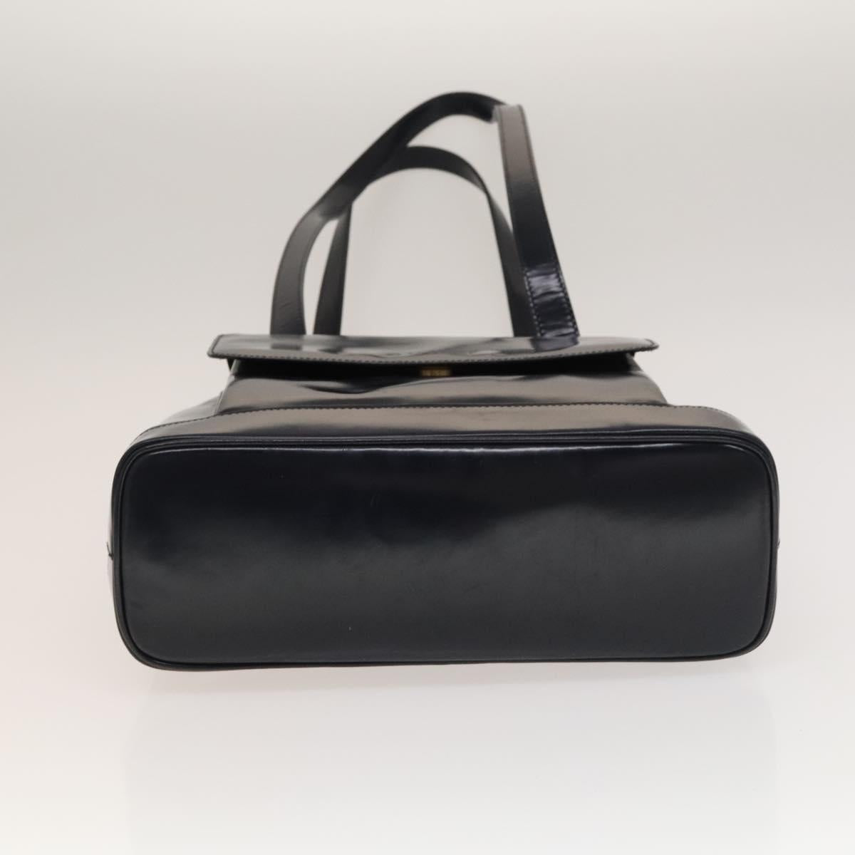 GUCCI Shoulder Bag Patent leather Navy Gold 001 090 1649 Auth yk18606