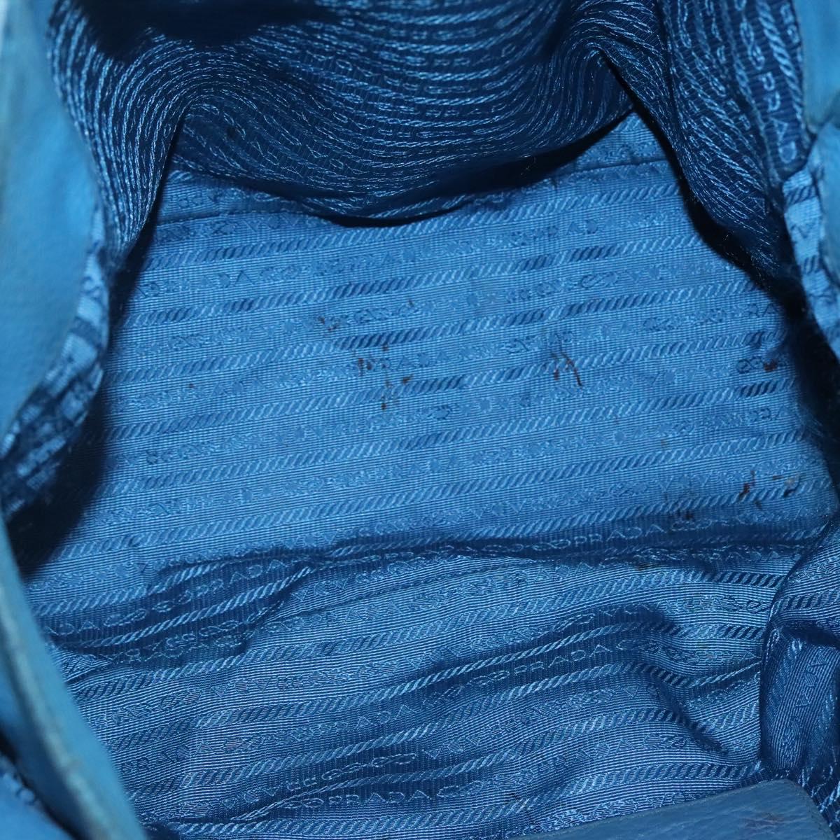 PRADA Tote Bag Leather Blue Gold Auth yk18608