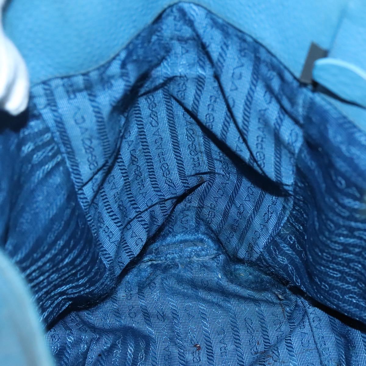 PRADA Tote Bag Leather Blue Gold Auth yk18608