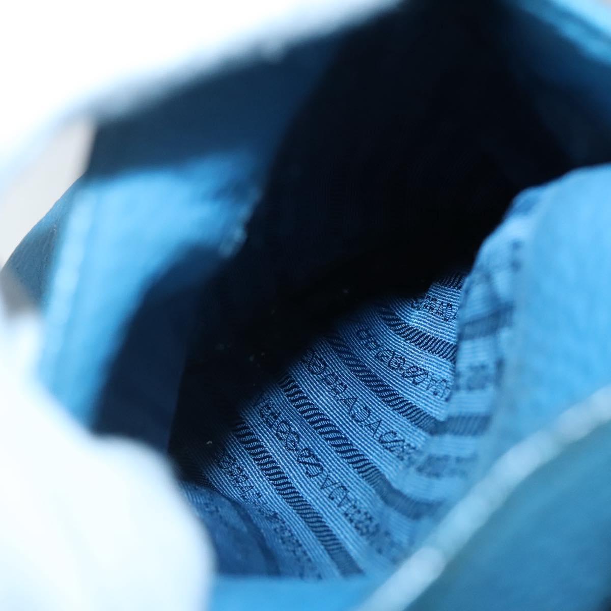 PRADA Tote Bag Leather Blue Gold Auth yk18608