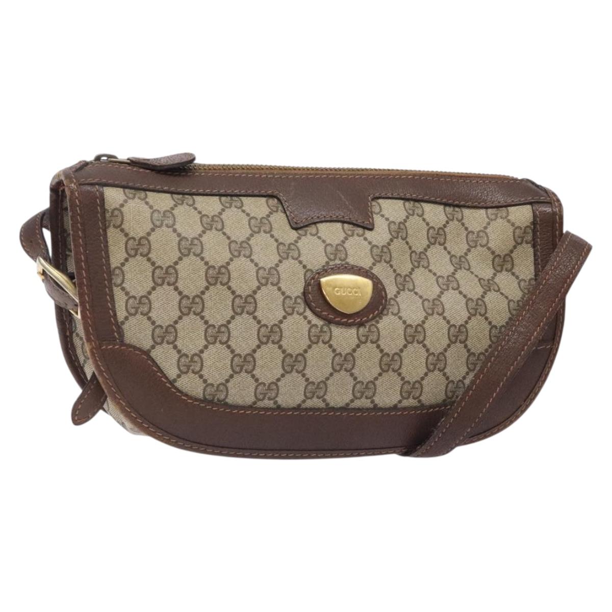 GUCCI GG Supreme Shoulder Bag PVC Beige Gold Auth yk18609