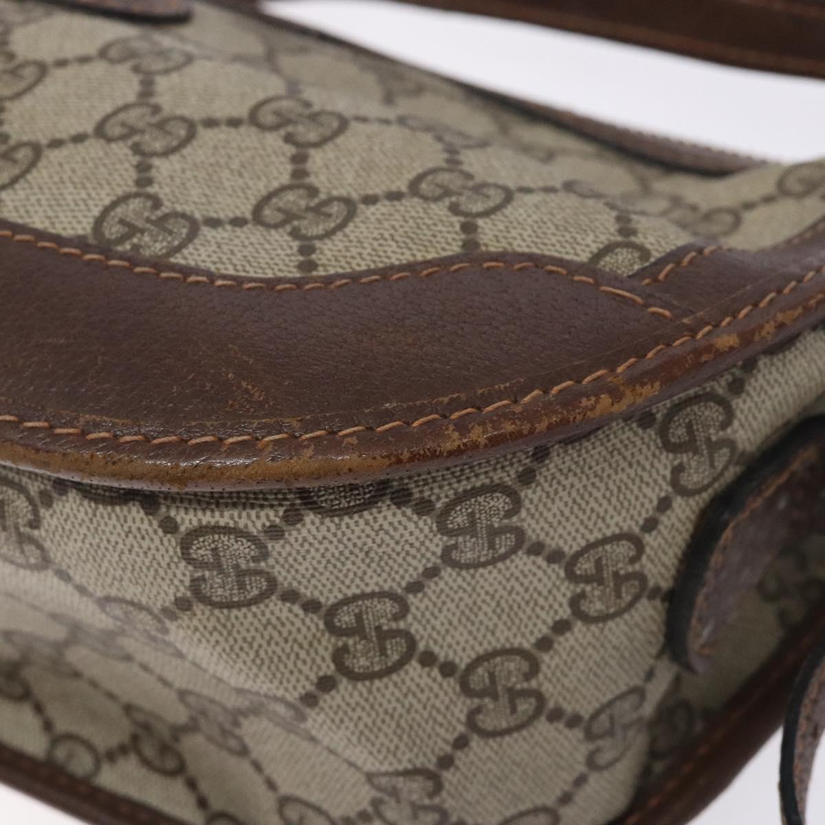 GUCCI GG Supreme Shoulder Bag PVC Beige Gold Auth yk18609