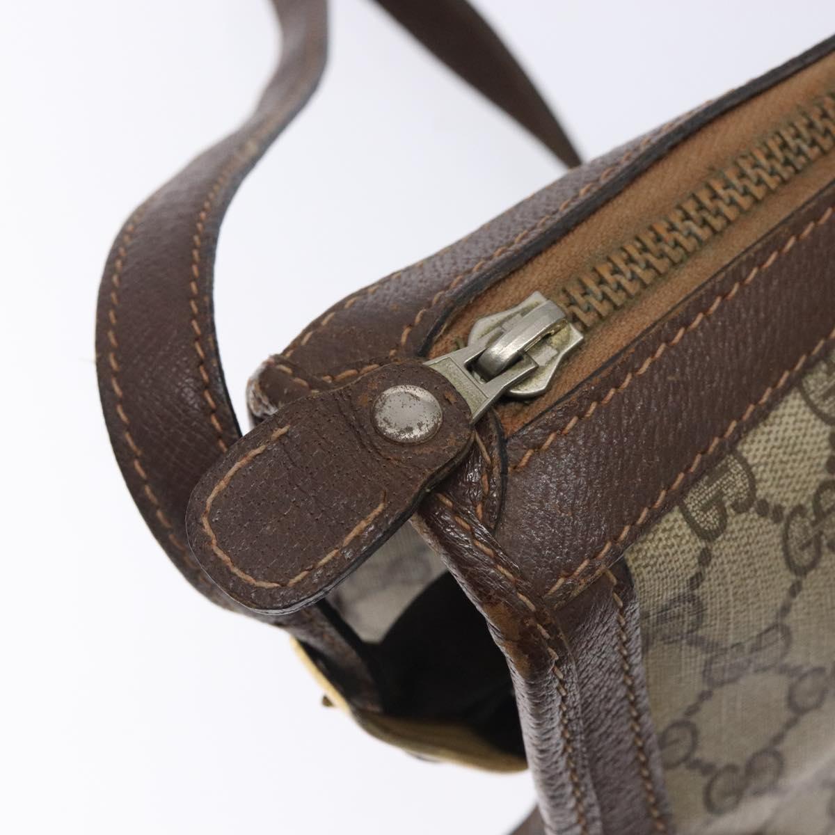 GUCCI GG Supreme Shoulder Bag PVC Beige Gold Auth yk18609