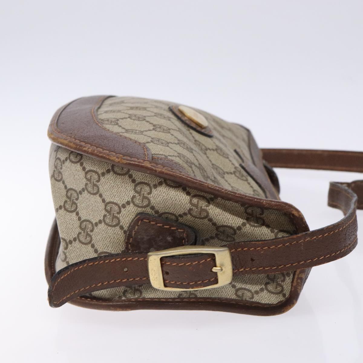 GUCCI GG Supreme Shoulder Bag PVC Beige Gold Auth yk18609