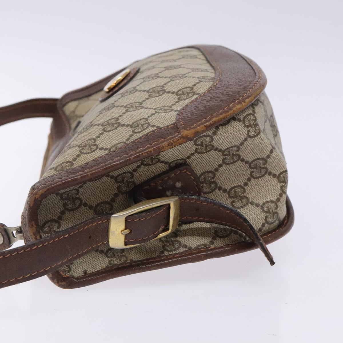 GUCCI GG Supreme Shoulder Bag PVC Beige Gold Auth yk18609