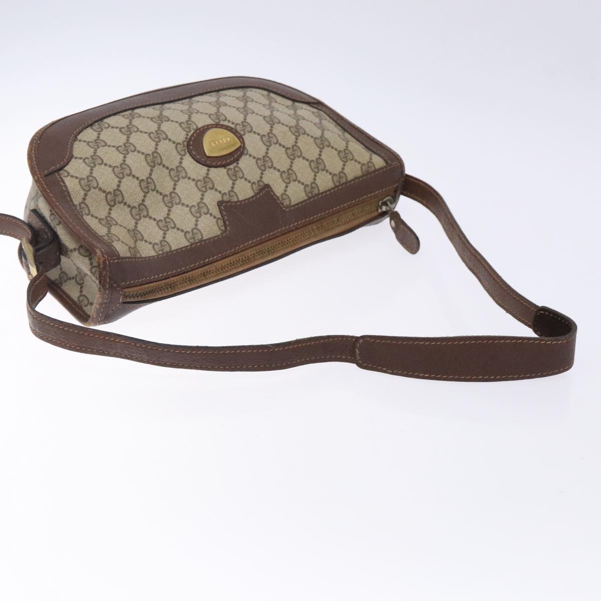 GUCCI GG Supreme Shoulder Bag PVC Beige Gold Auth yk18609