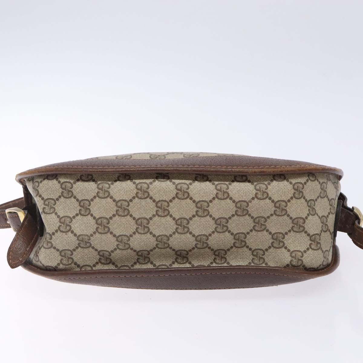 GUCCI GG Supreme Shoulder Bag PVC Beige Gold Auth yk18609