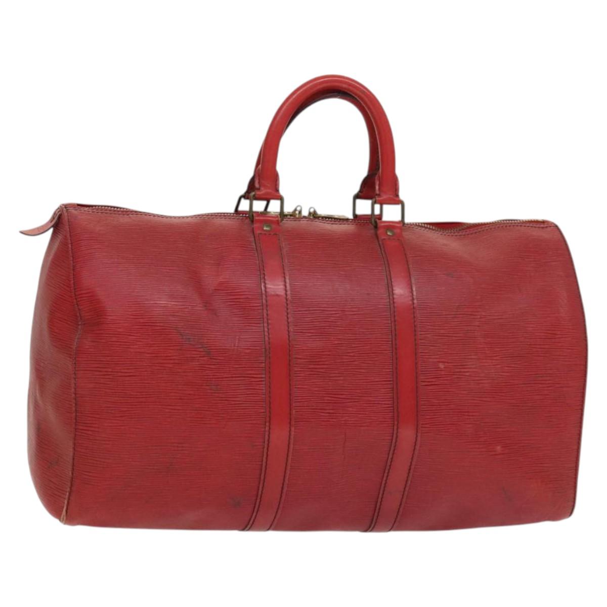 LOUIS VUITTON Epi Keepall 45 Boston Bag Red M42977 LV Auth yk18614