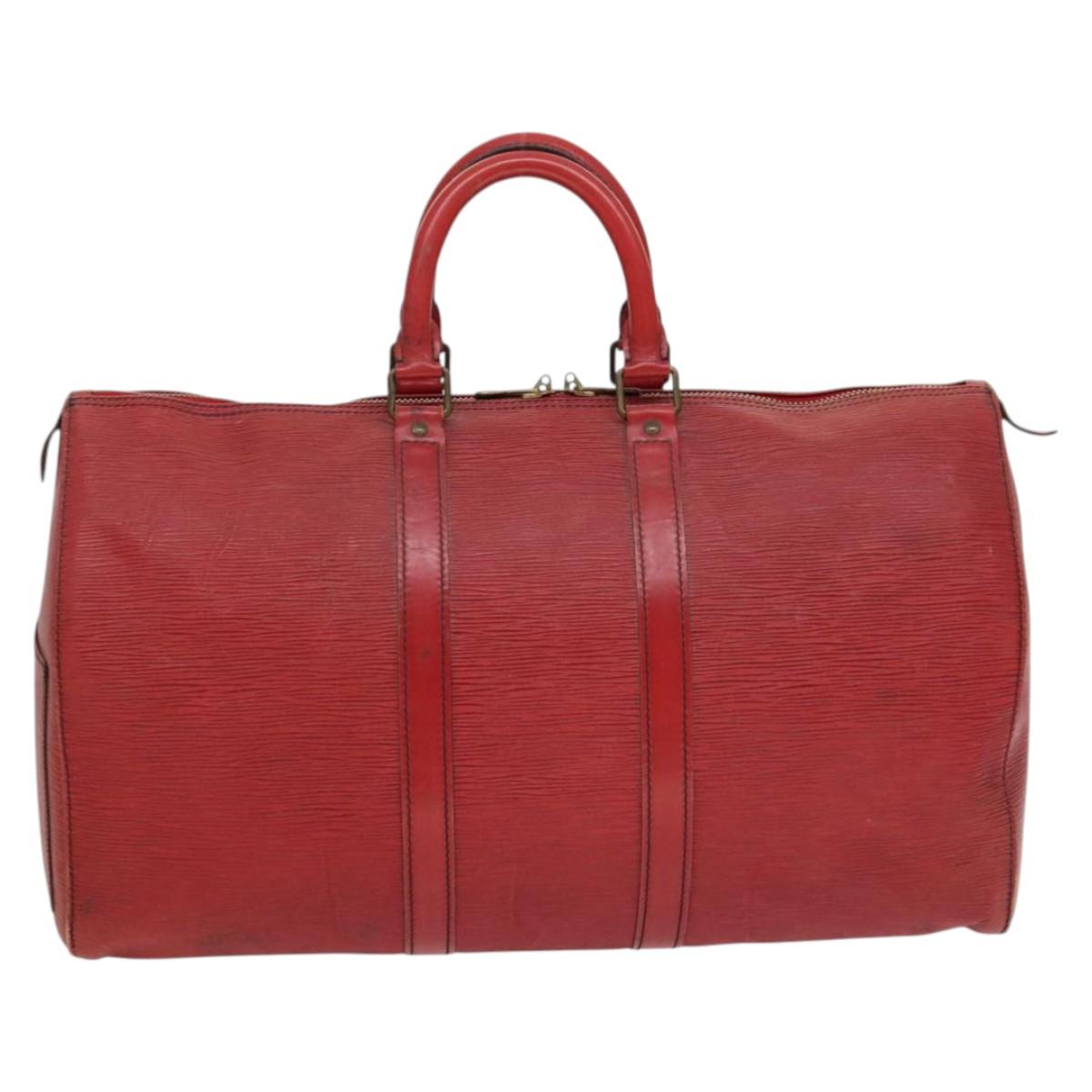 LOUIS VUITTON Epi Keepall 45 Boston Bag Red M42977 LV Auth yk18614