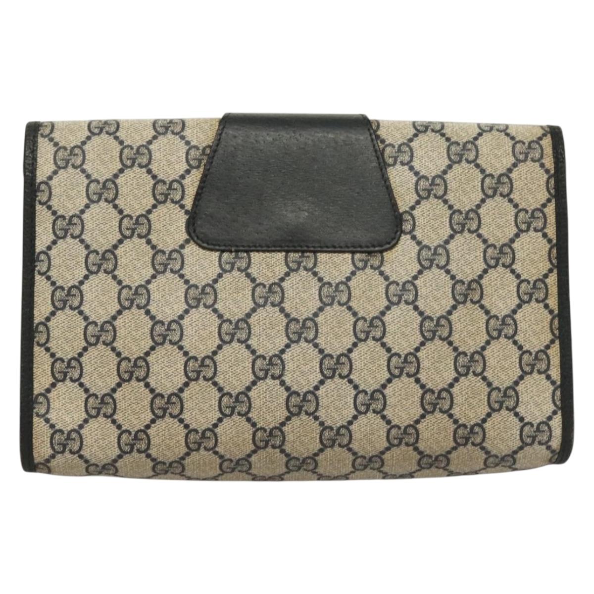 GUCCI GG Supreme Sherry Line Clutch Bag PVC Navy 89 01 030 Auth yk18615