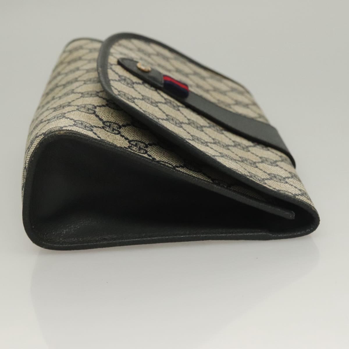 GUCCI GG Supreme Sherry Line Clutch Bag PVC Navy 89 01 030 Auth yk18615