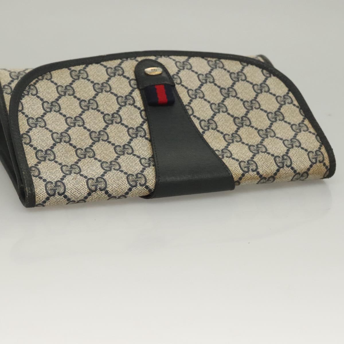 GUCCI GG Supreme Sherry Line Clutch Bag PVC Navy 89 01 030 Auth yk18615