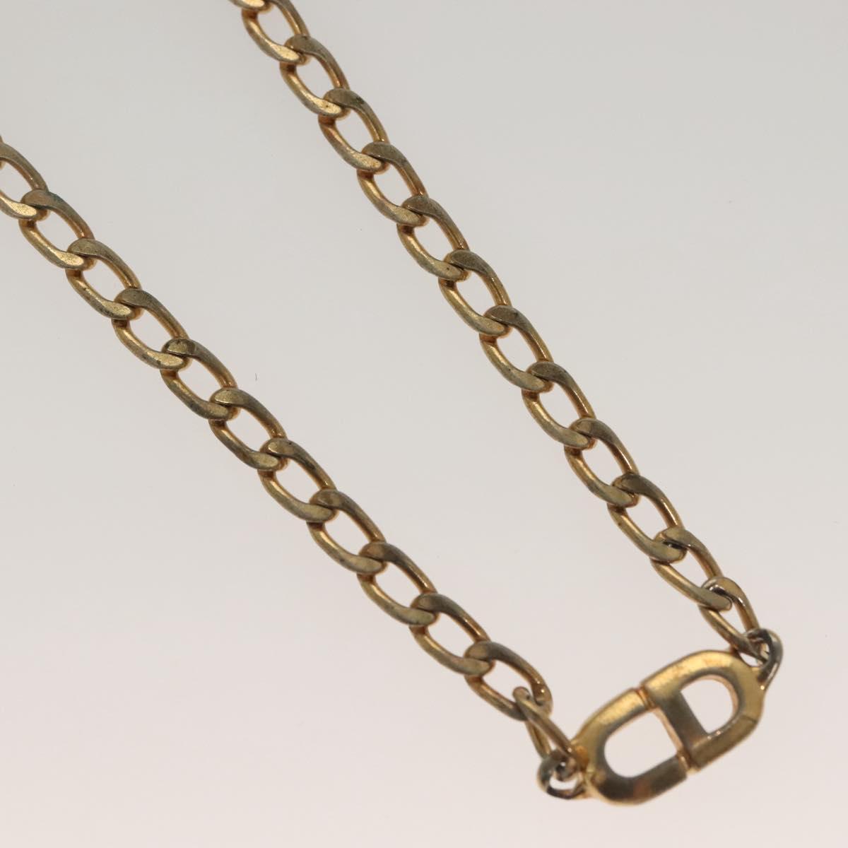Christian Dior Ring Necklace Metal 2 Set Silver Gold Tone Auth yk18632