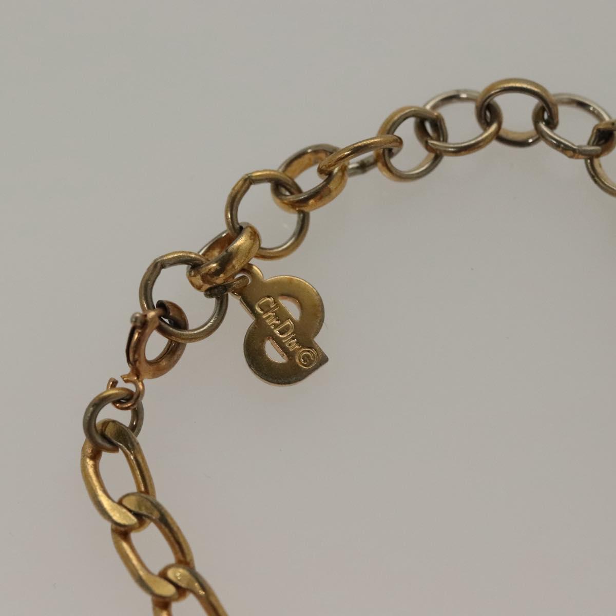 Christian Dior Ring Necklace Metal 2 Set Silver Gold Tone Auth yk18632