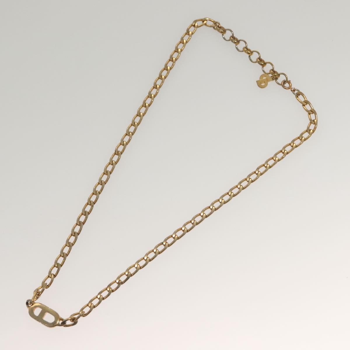 Christian Dior Ring Necklace Metal 2Set Silver Gold Tone Auth yk18632