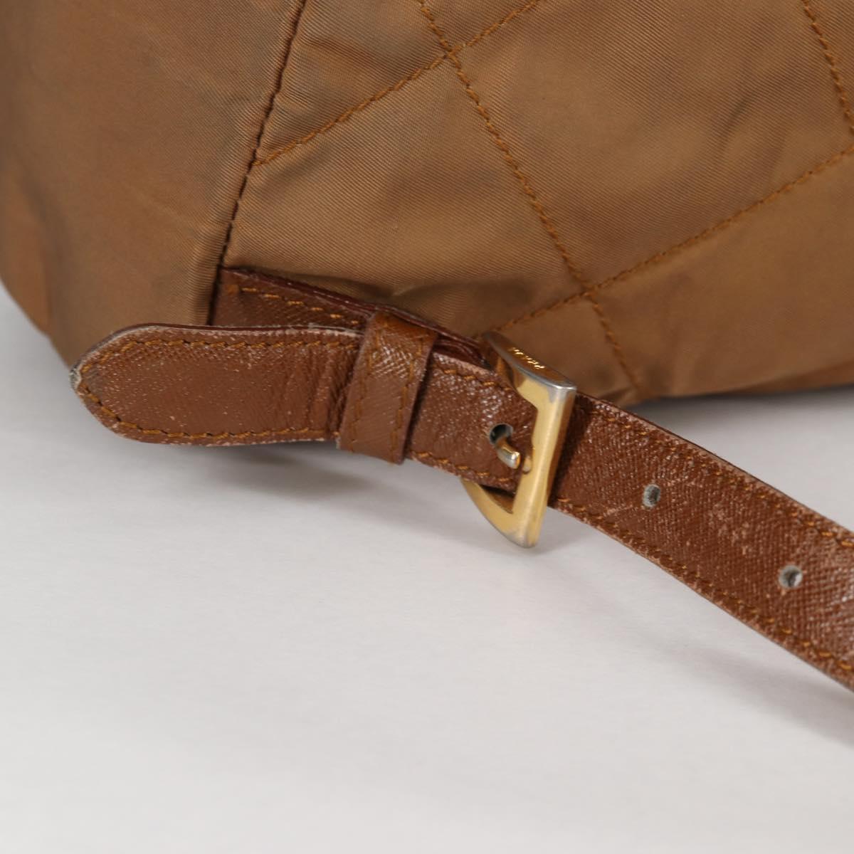 PRADA Backpack Nylon Brown Gold Auth yk18648