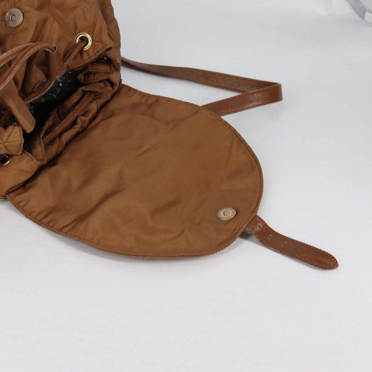 PRADA Backpack Nylon Brown Gold Auth yk18648
