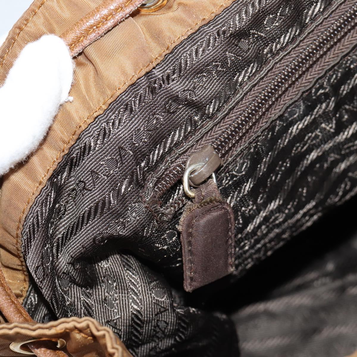 PRADA Backpack Nylon Brown Gold Auth yk18648