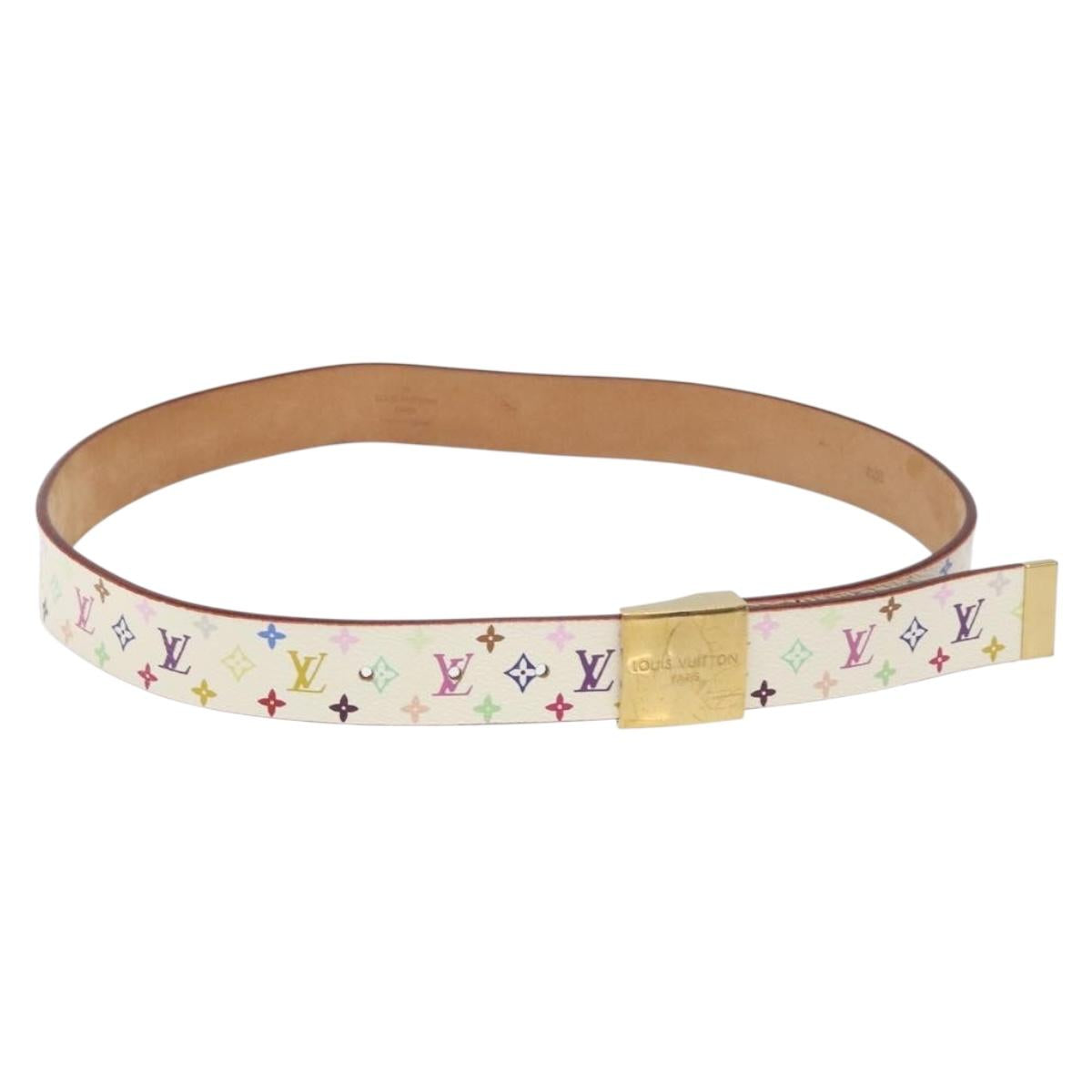 LOUIS VUITTON Monogram Multicolor Ceinture Care Belt White LV Auth yk18692