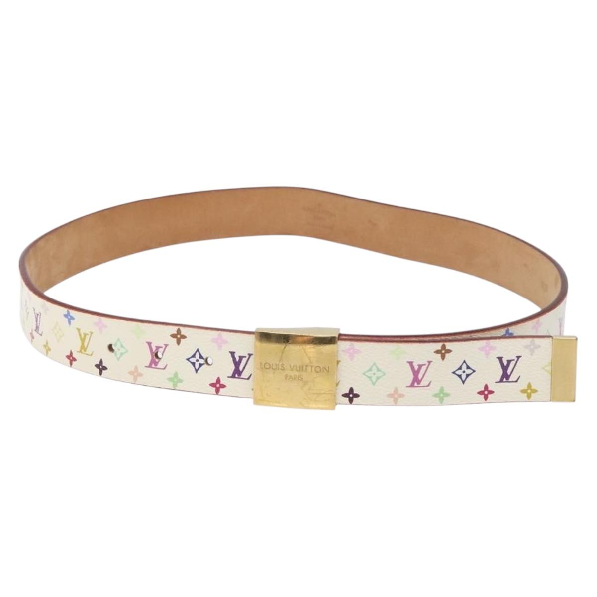LOUIS VUITTON Monogram Multicolor Ceinture Care Belt White LV Auth yk18692