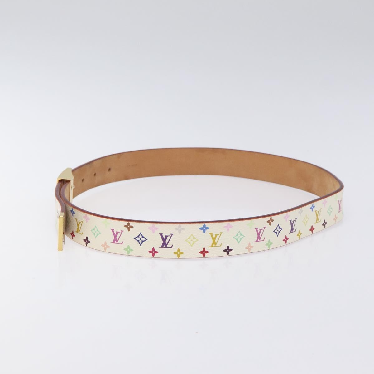 LOUIS VUITTON Monogram Multicolor Ceinture Care Belt White LV Auth yk18692