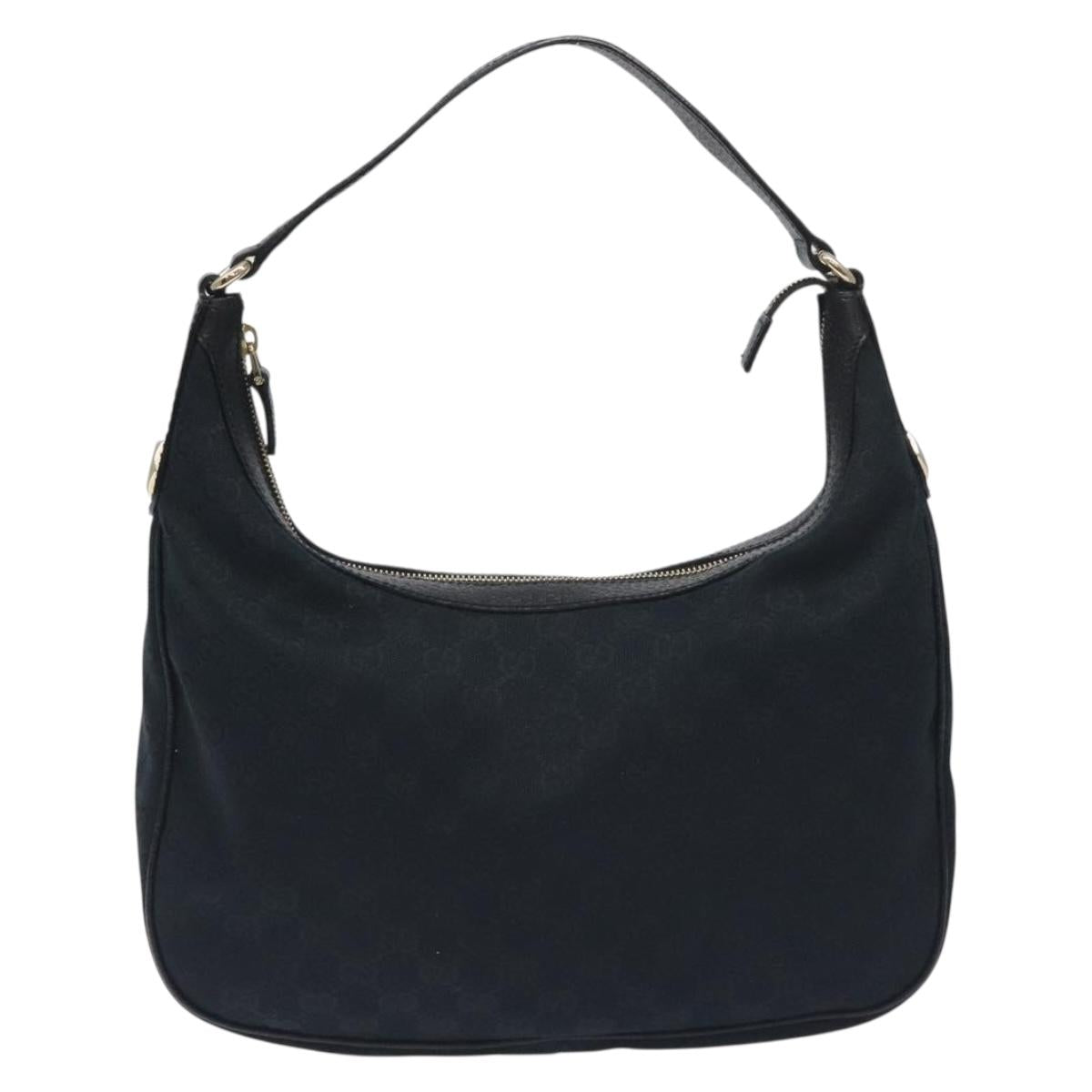 GUCCI GG Canvas Shoulder Bag Black Gold 153010 Auth yk18700V