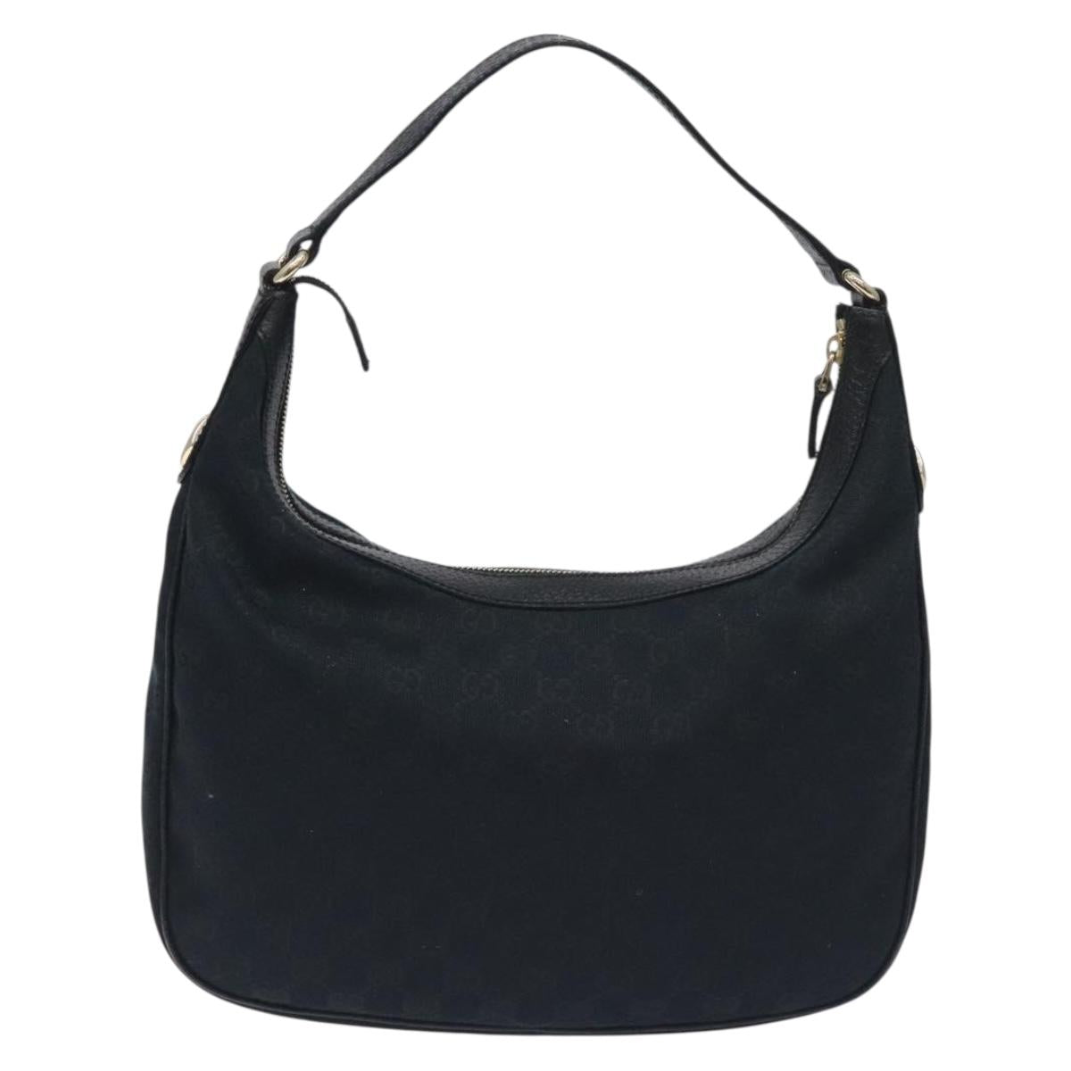 GUCCI GG Canvas Shoulder Bag Black Gold 153010 Auth yk18700V