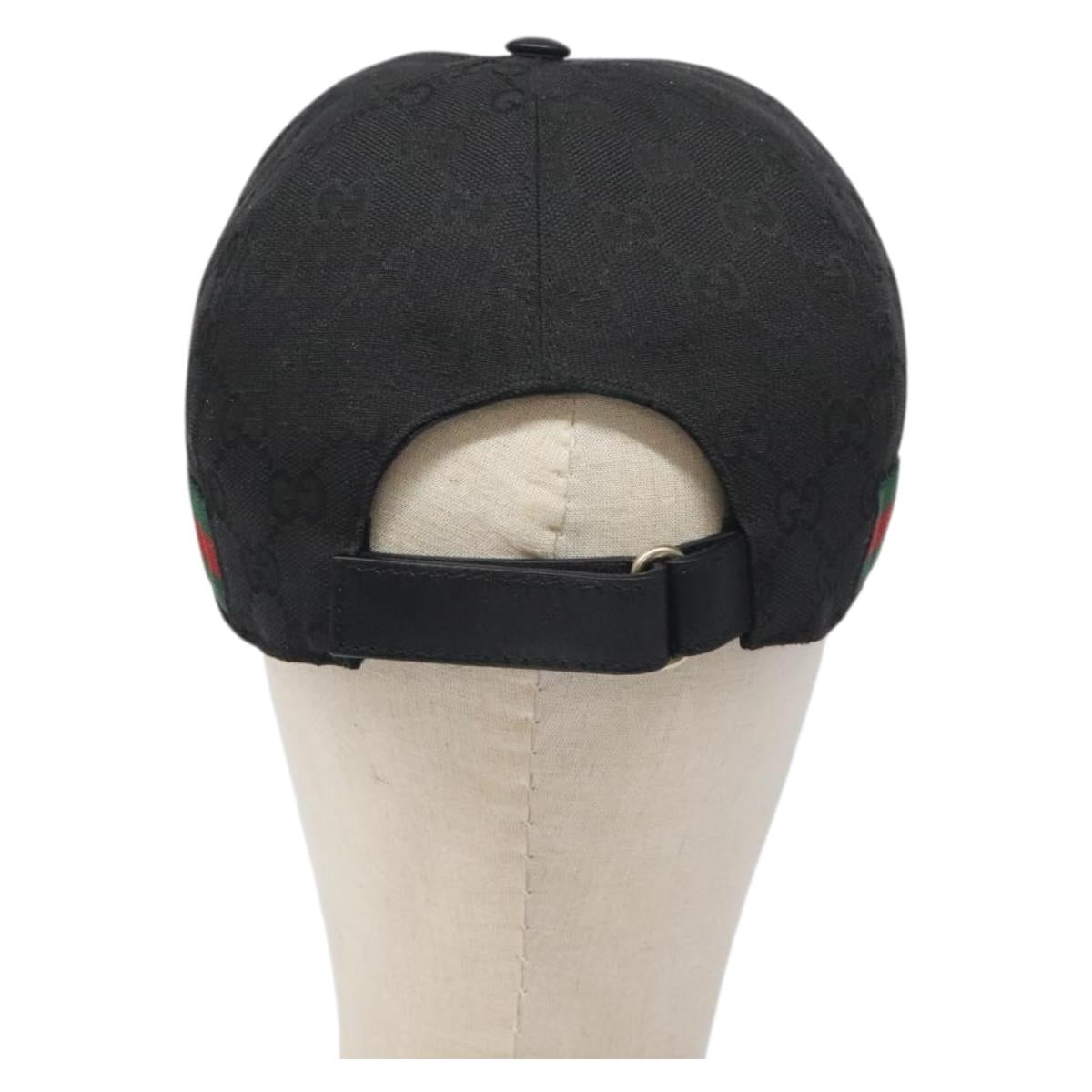 GUCCI GG Canvas Web Sherry Line Cap M Black Red Green 200035 Auth yk18705