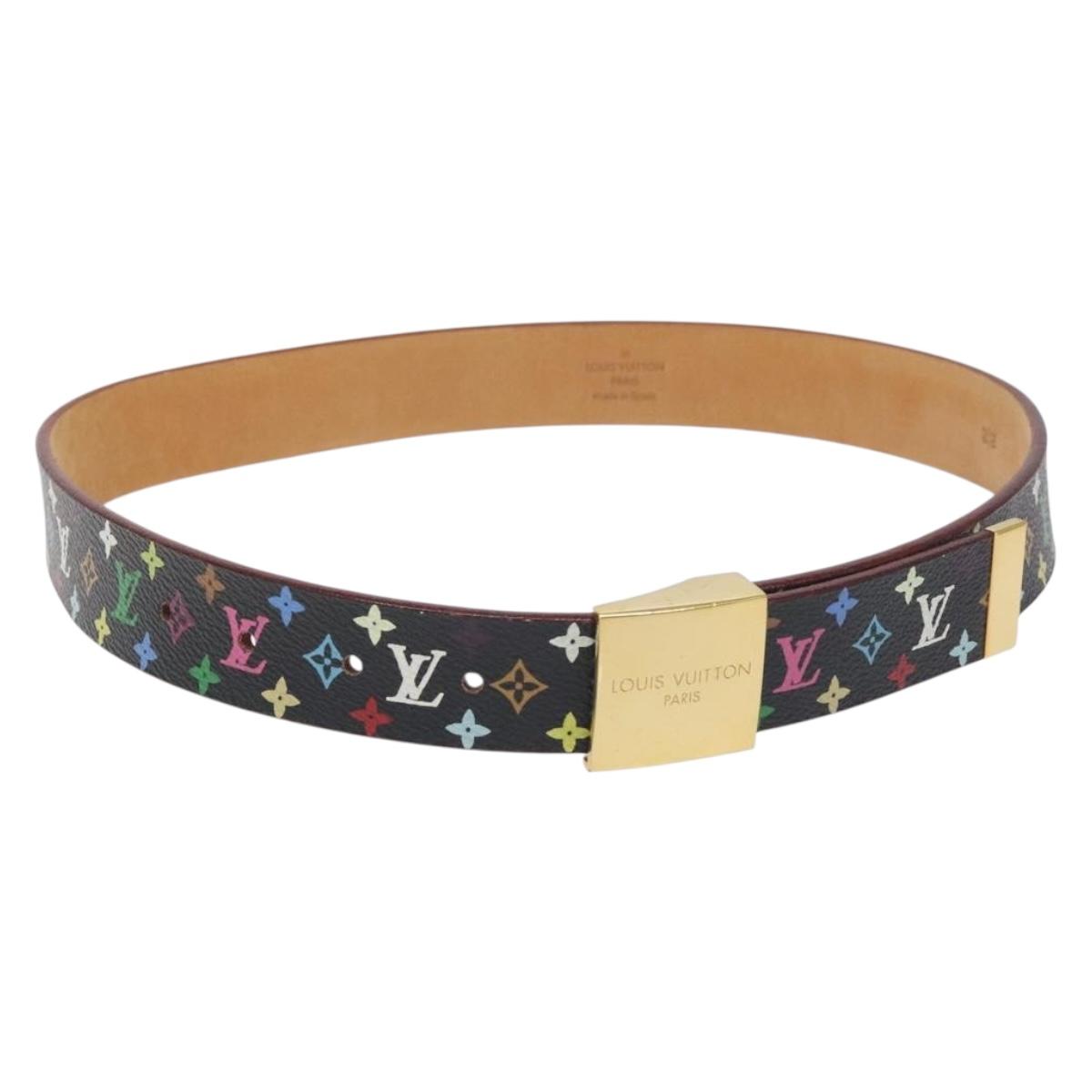 LOUIS VUITTON Monogram Multicolor Ceinture Care Belt Black LV Auth yk18706