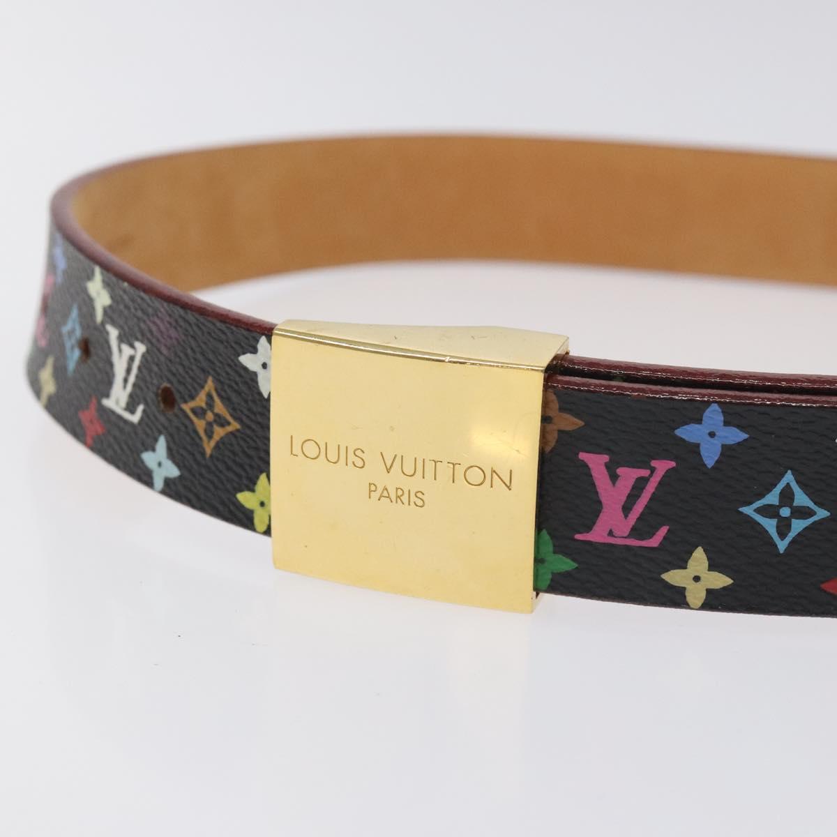 LOUIS VUITTON Monogram Multicolor Ceinture Care Belt Black LV Auth yk18706