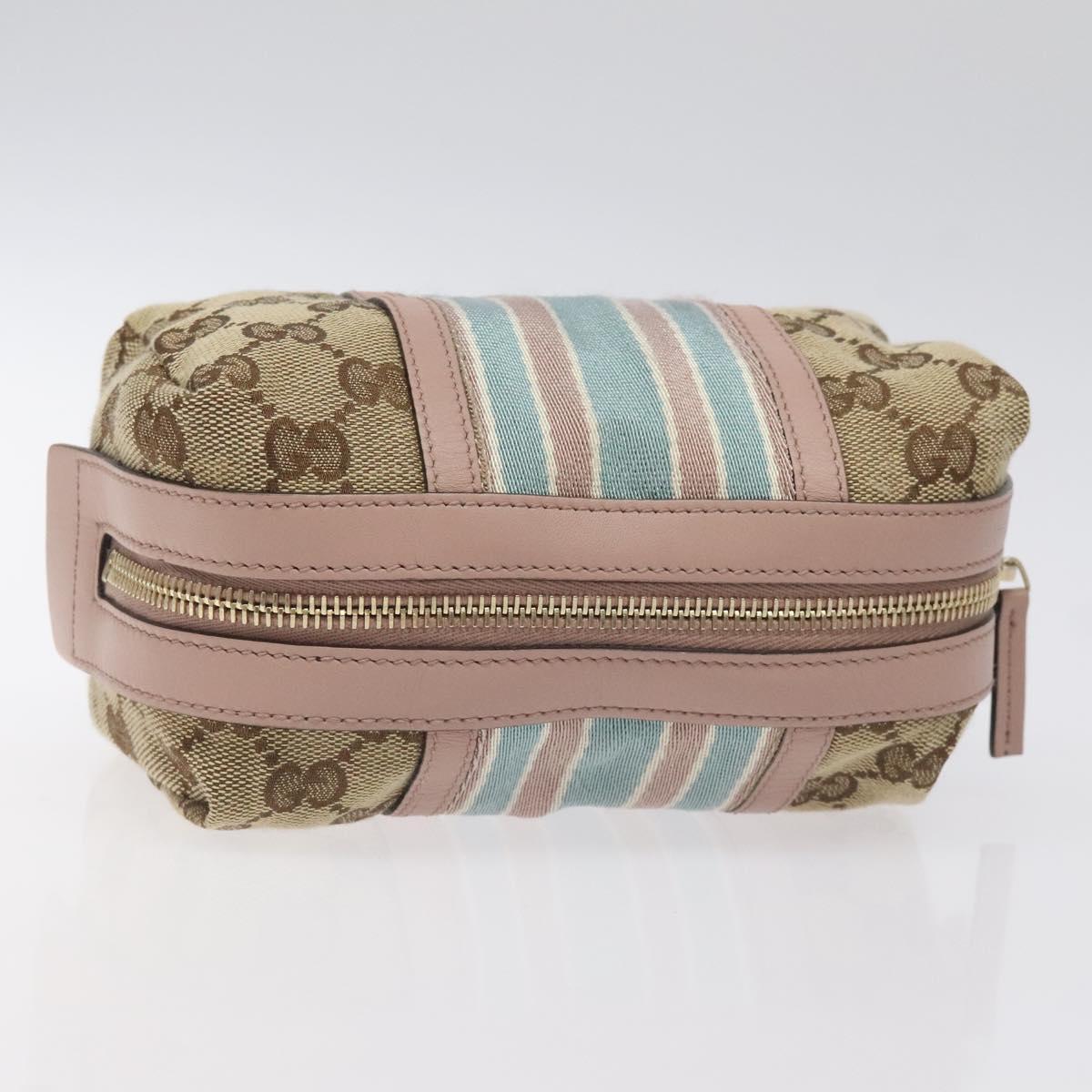 GUCCI GG Canvas Pouch Beige Gold 256636 Auth yk18724V