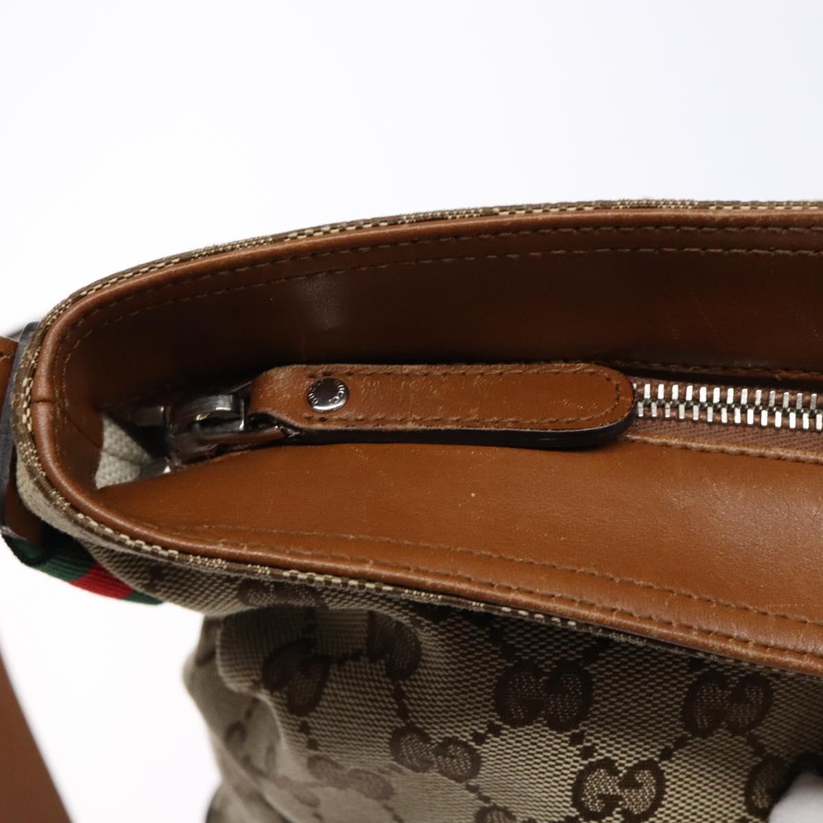 GUCCI GG Canvas Shoulder Bag Beige Silver 308930 Auth yk18742