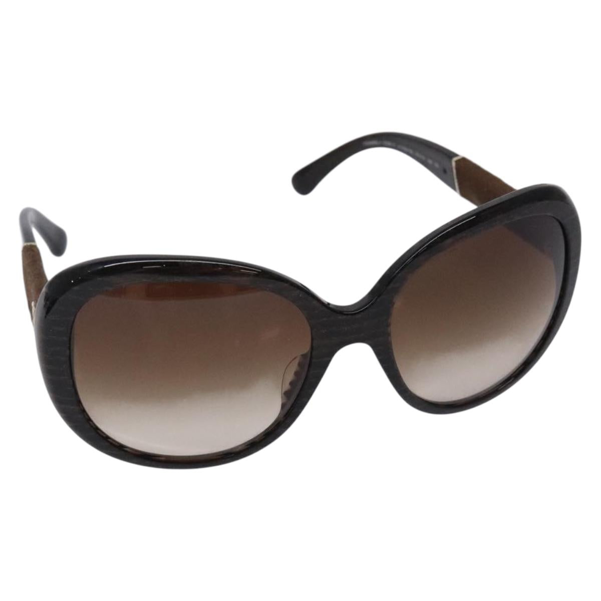 CHANEL Sunglasses Plastic Brown Gold CC Auth yk18748