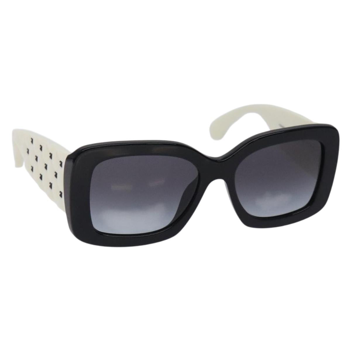CHANEL Sunglasses Plastic White CC Auth yk18765M
