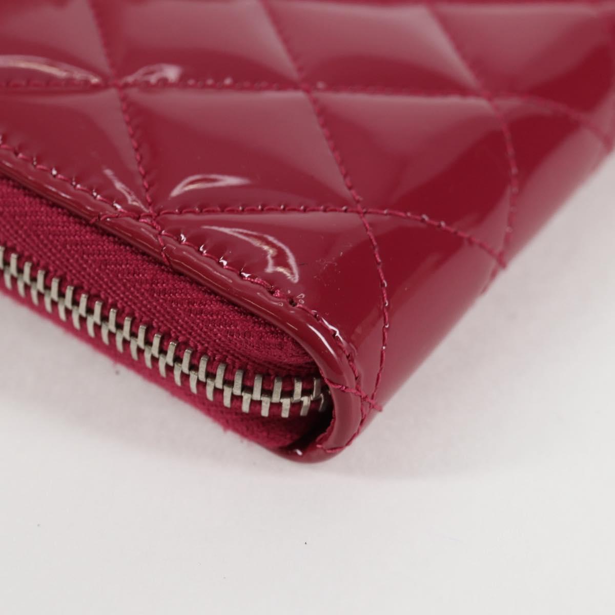 CHANEL Matelasse Brilliant Long Wallet Enamel Pink Silver CC Auth yk18767V