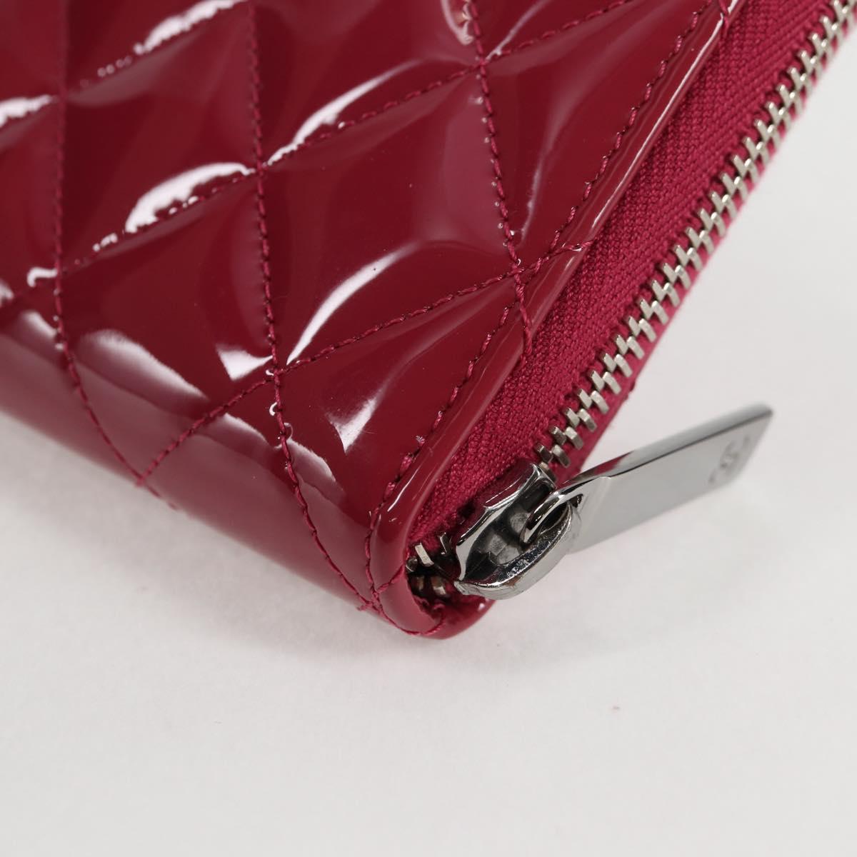 CHANEL Matelasse Brilliant Long Wallet Enamel Pink Silver CC Auth yk18767V