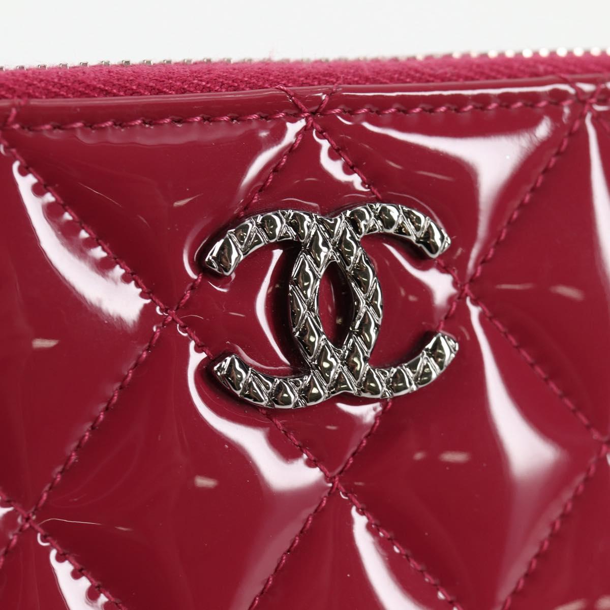 CHANEL Matelasse Brilliant Long Wallet Enamel Pink Silver CC Auth yk18767V