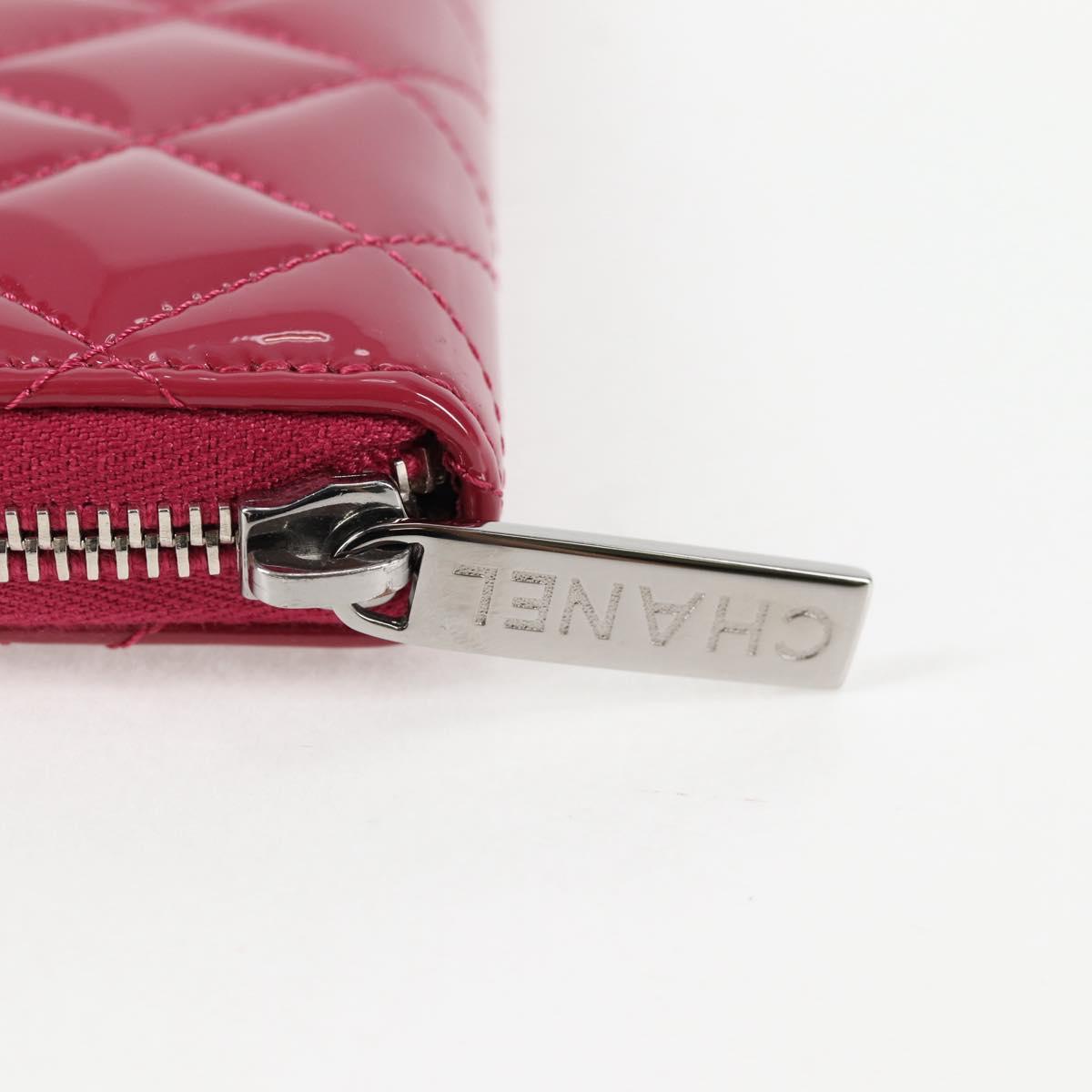 CHANEL Matelasse Brilliant Long Wallet Enamel Pink Silver CC Auth yk18767V