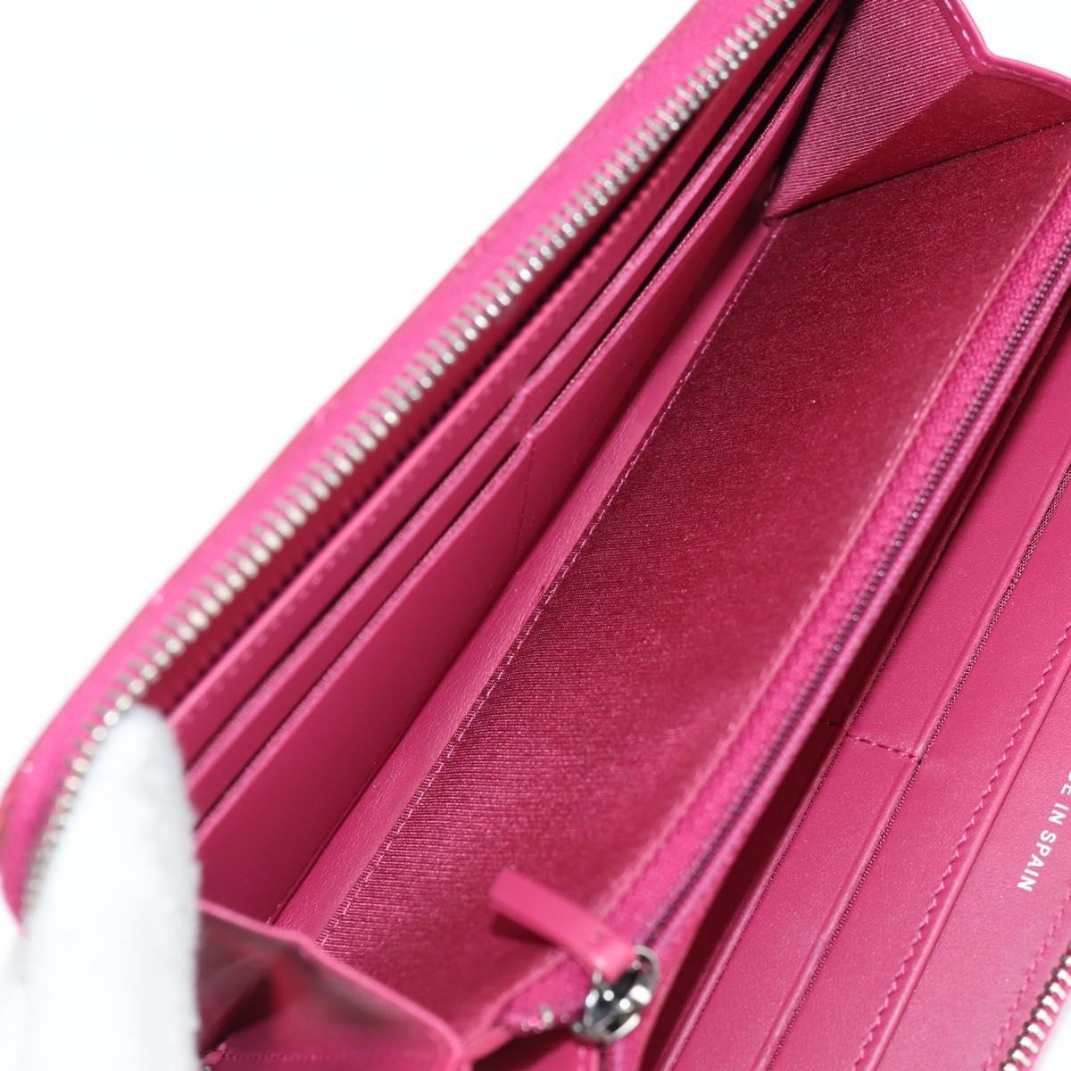 CHANEL Matelasse Brilliant Long Wallet Enamel Pink Silver CC Auth yk18767V