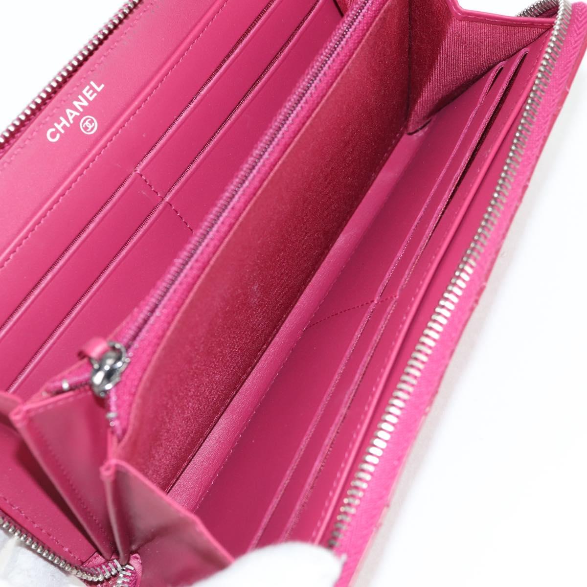 CHANEL Matelasse Brilliant Long Wallet Enamel Pink Silver CC Auth yk18767V