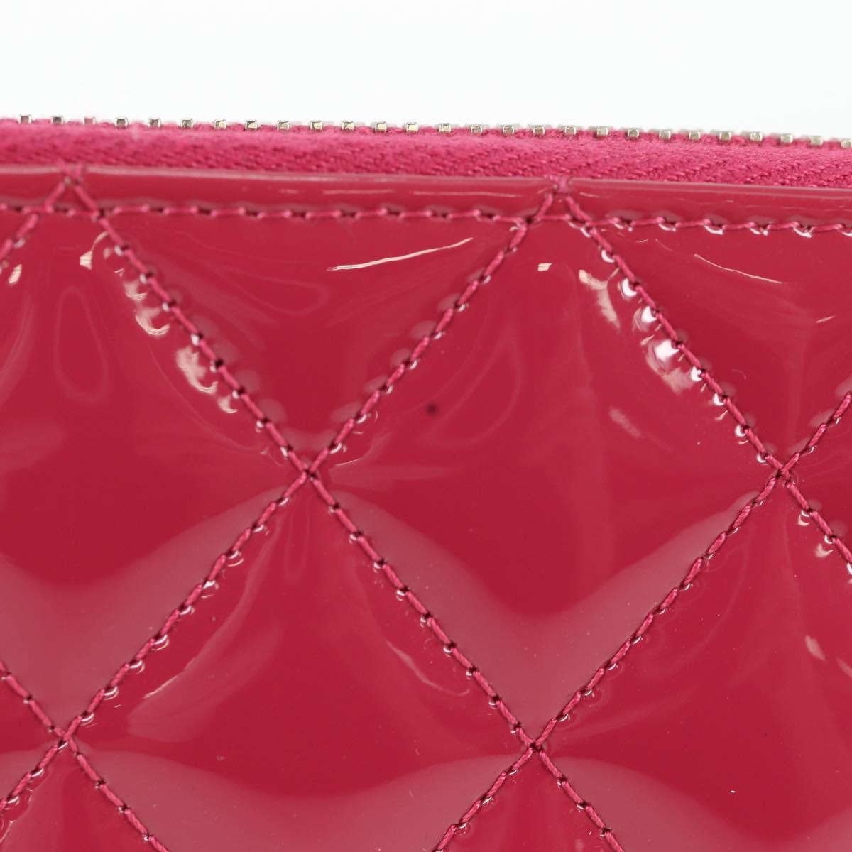 CHANEL Matelasse Brilliant Long Wallet Enamel Pink Silver CC Auth yk18767V