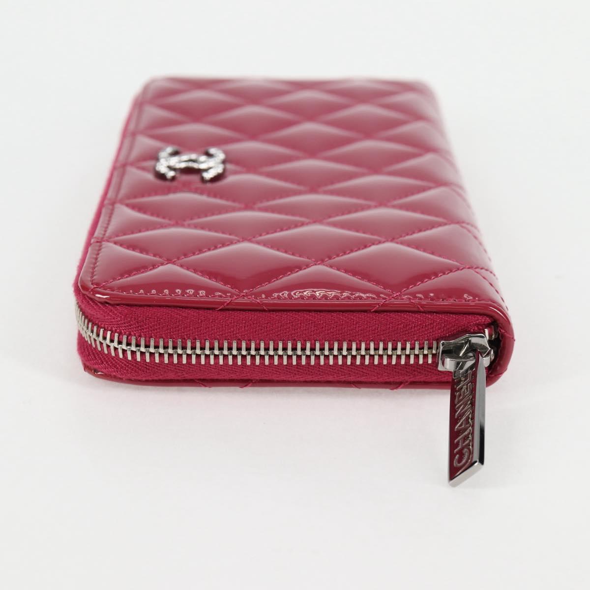 CHANEL Matelasse Brilliant Long Wallet Enamel Pink Silver CC Auth yk18767V