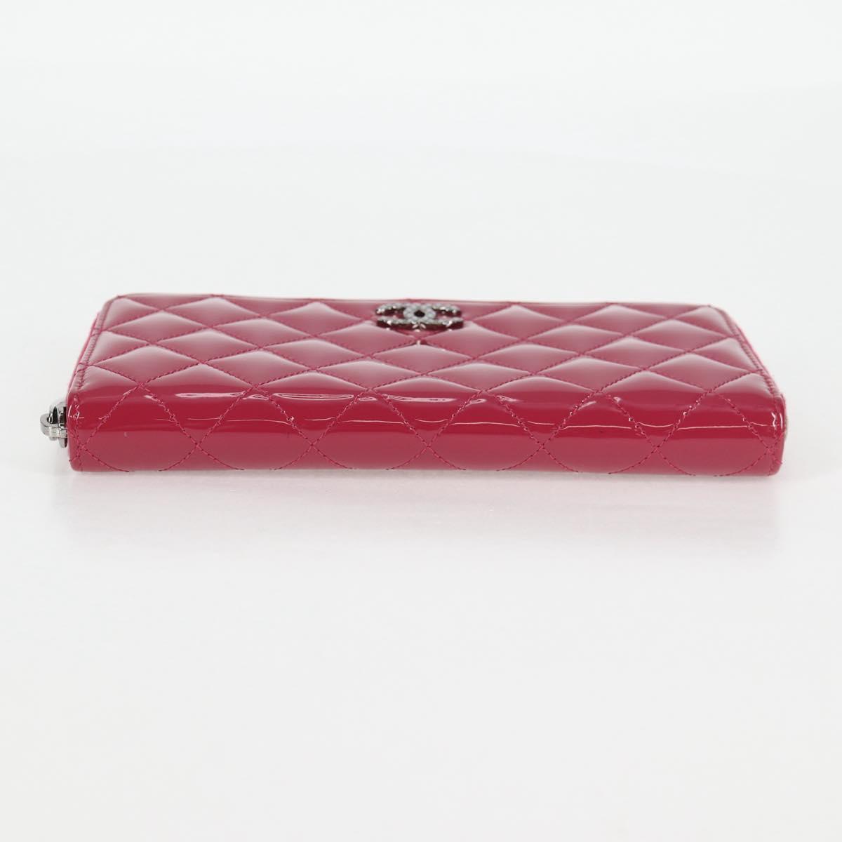 CHANEL Matelasse Brilliant Long Wallet Enamel Pink Silver CC Auth yk18767V